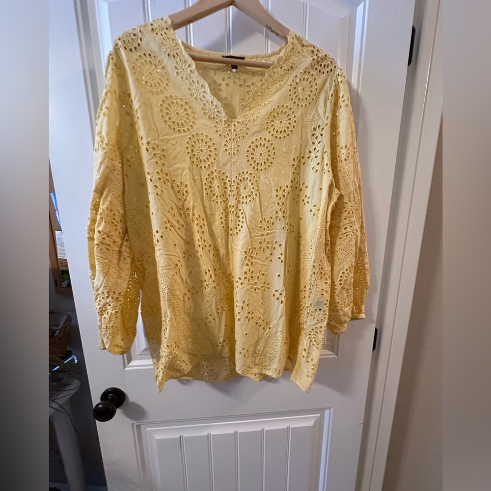 Tolani Yellow Eyelet Blouse